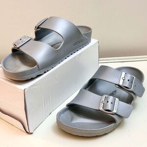 Silver BIRKENSTOCK Arizona Eva, Comfort, Metallic Silver size40